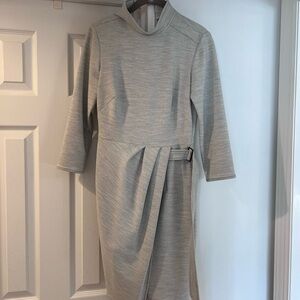 Shoshanna belted grey dress.